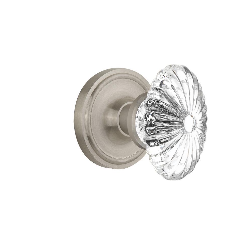 Nostalgic Warehouse CLAOFC Double Dummy Classic Rose with Oval Fluted Crystal Knob in Satin Nickel
